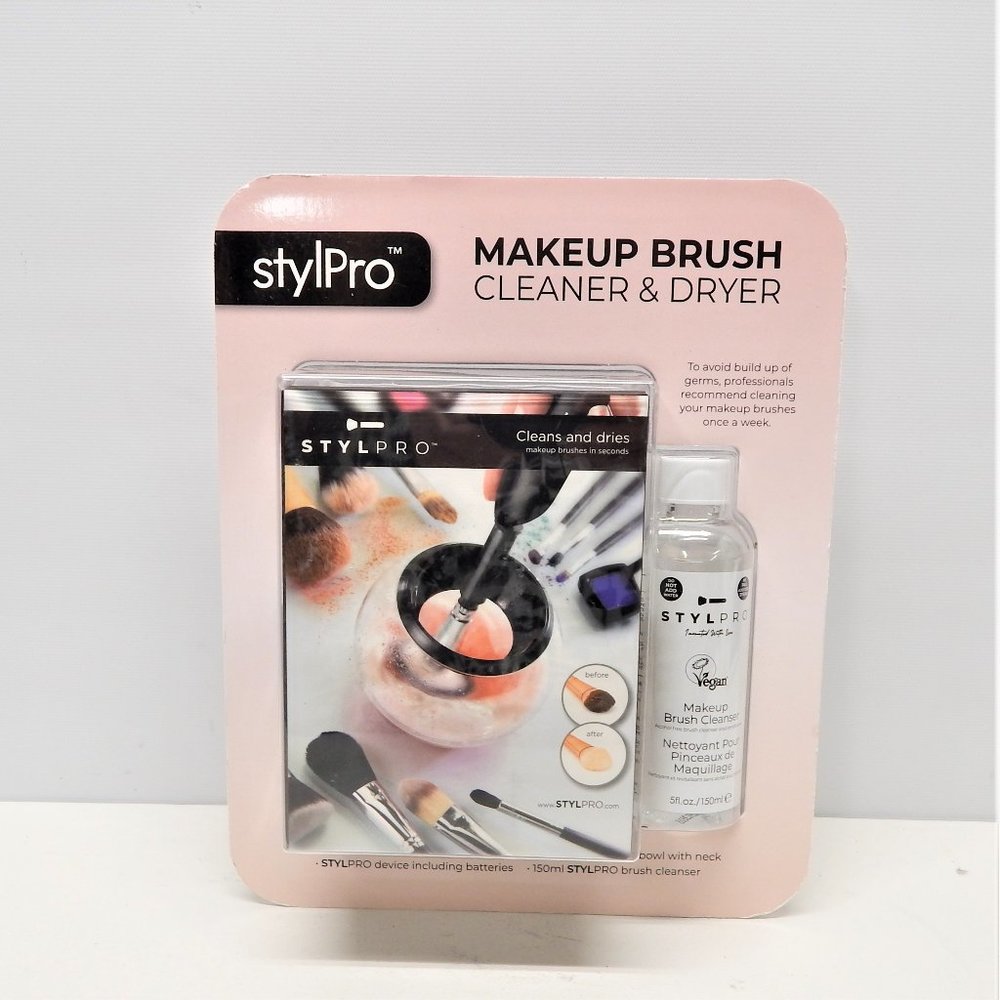 NIB StylPro Makeup Brush Cleaner and Drier With Cleanser Liquid 5 fl oz.